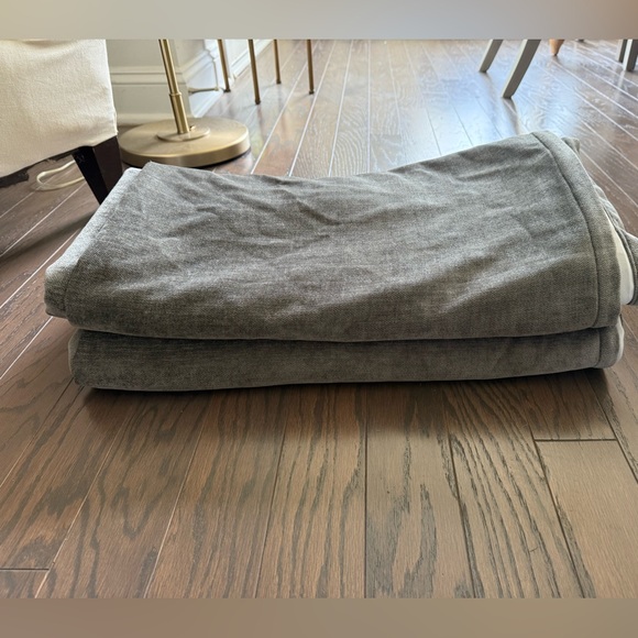 West Elm 2 Worn Velvet Blackout Curtain Panels Charcoal Grey Metal 48x96 - Picture 10 of 12